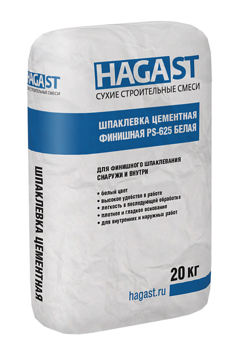Шпатлевка цементная белая HAGA PS-625 20 кг